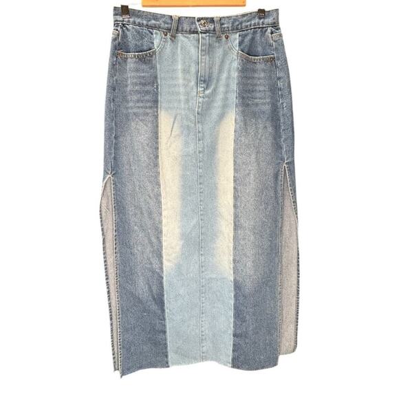 Patchwork Women's Denim Midi Skirt Y2K‎ Retro 2000 Size Medium - Picture 1 of 5